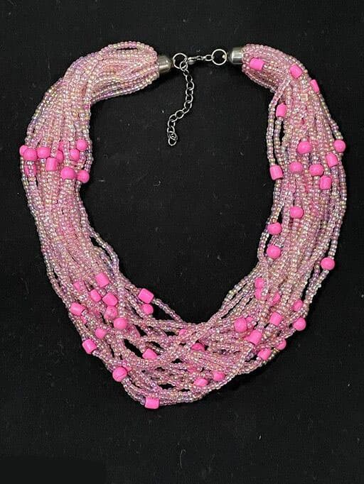 PINK SILVER INSIDE BEAD NECKLACE