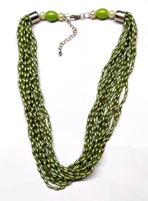 OLIVE ARTIFICIAL PERAL BEAD NECKLACE