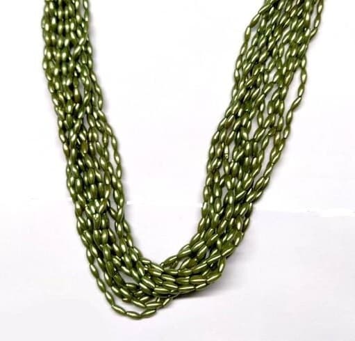 OLIVE ARTIFICIAL PERAL BEAD NECKLACE