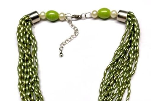 OLIVE ARTIFICIAL PERAL BEAD NECKLACE
