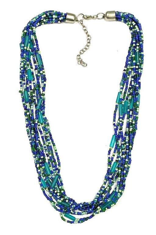 BLUE MULTI SEED BEAD NECKLACE