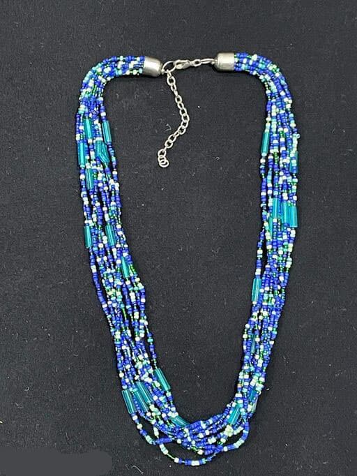 BLUE MULTI SEED BEAD NECKLACE
