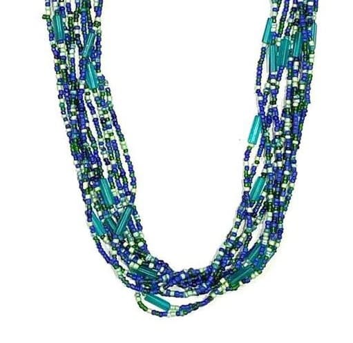 BLUE MULTI SEED BEAD NECKLACE