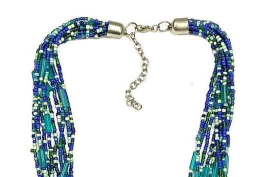 BLUE MULTI SEED BEAD NECKLACE