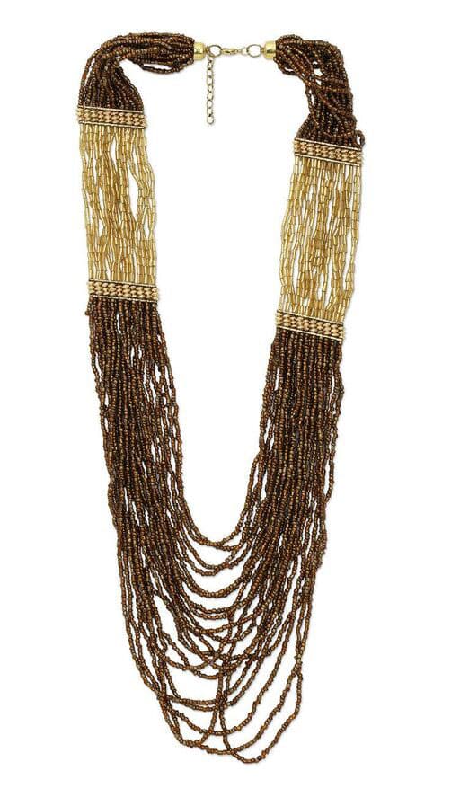 BRONZE GOLD SEED BEAD NECKLACE