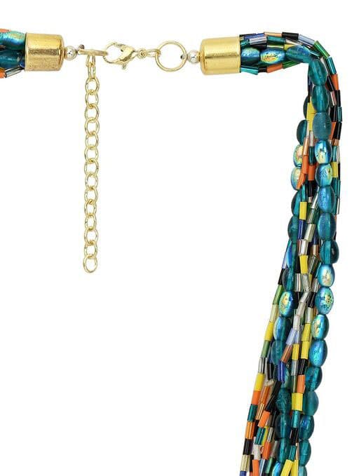 TURQ MULTI BUGLE BEAD NECKLACE