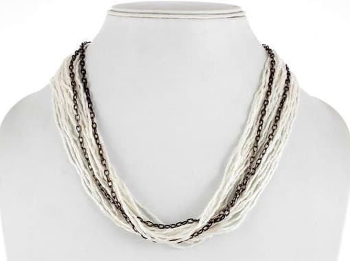 WHITE BUGLE BEAD NECKLACE