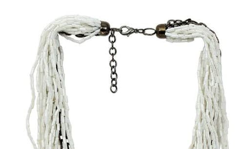 WHITE BUGLE BEAD NECKLACE