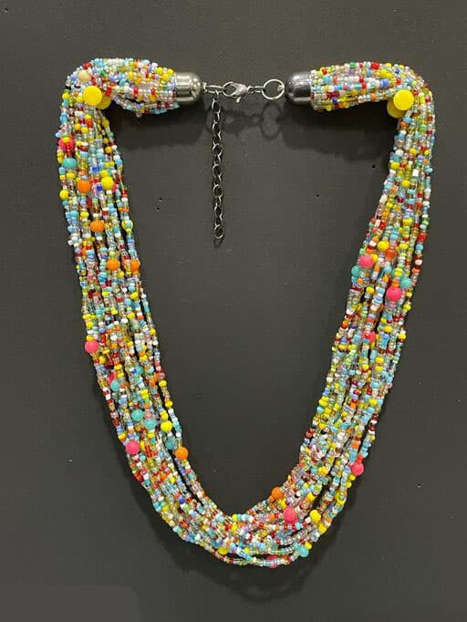 MULTI SEED AND ACRYLIC BEAD NECKLACE