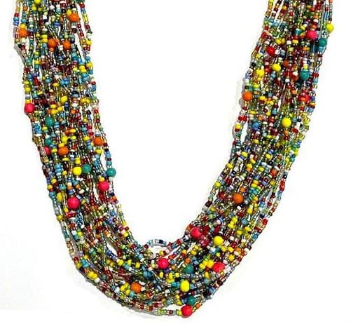 MULTI SEED AND ACRYLIC BEAD NECKLACE