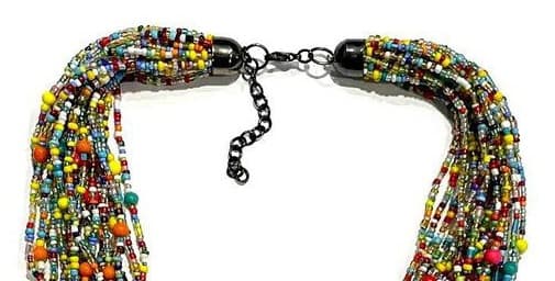 MULTI SEED AND ACRYLIC BEAD NECKLACE