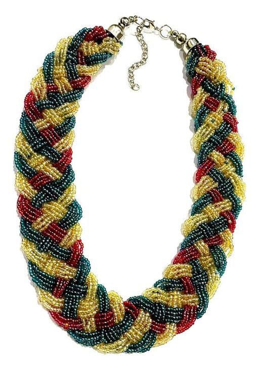 MULTI SEED BEAD BRAIDED NECKLACE