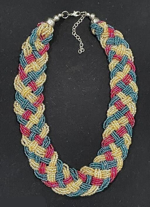 MULTI SEED BEAD BRAIDED NECKLACE