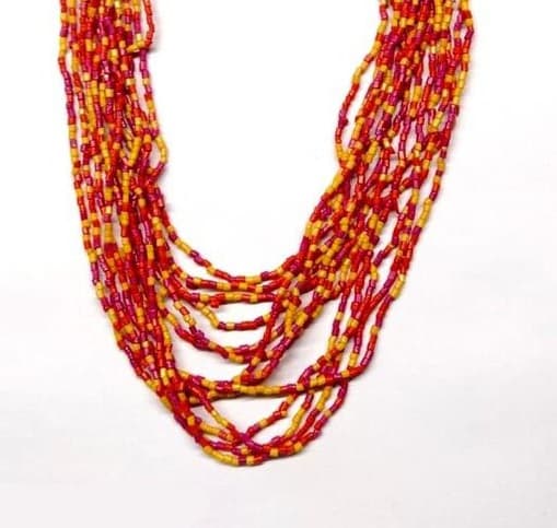 RED YELLOW SEED BEAD NECKLACE