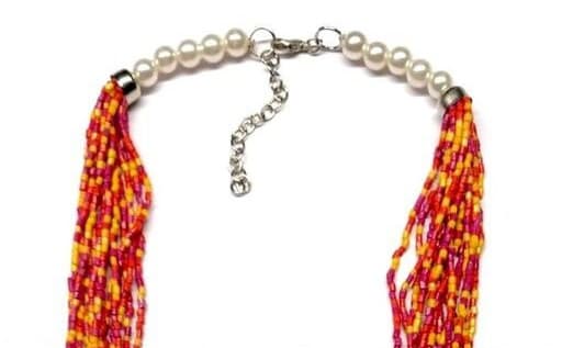 RED YELLOW SEED BEAD NECKLACE
