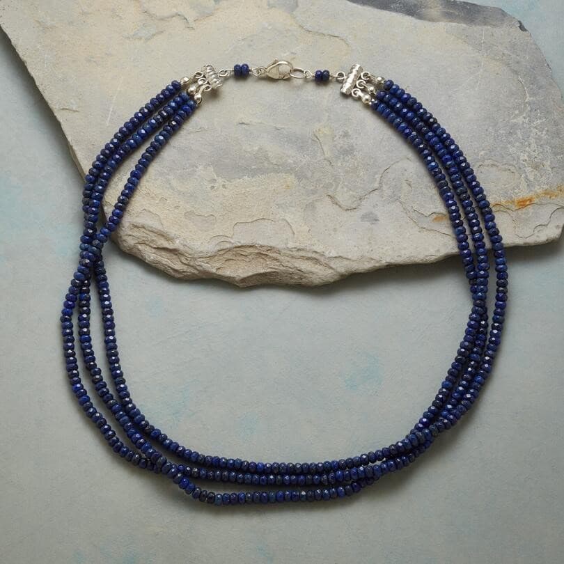 BLUE CRYSTAL BEAD MULTI ROW NECKLACE