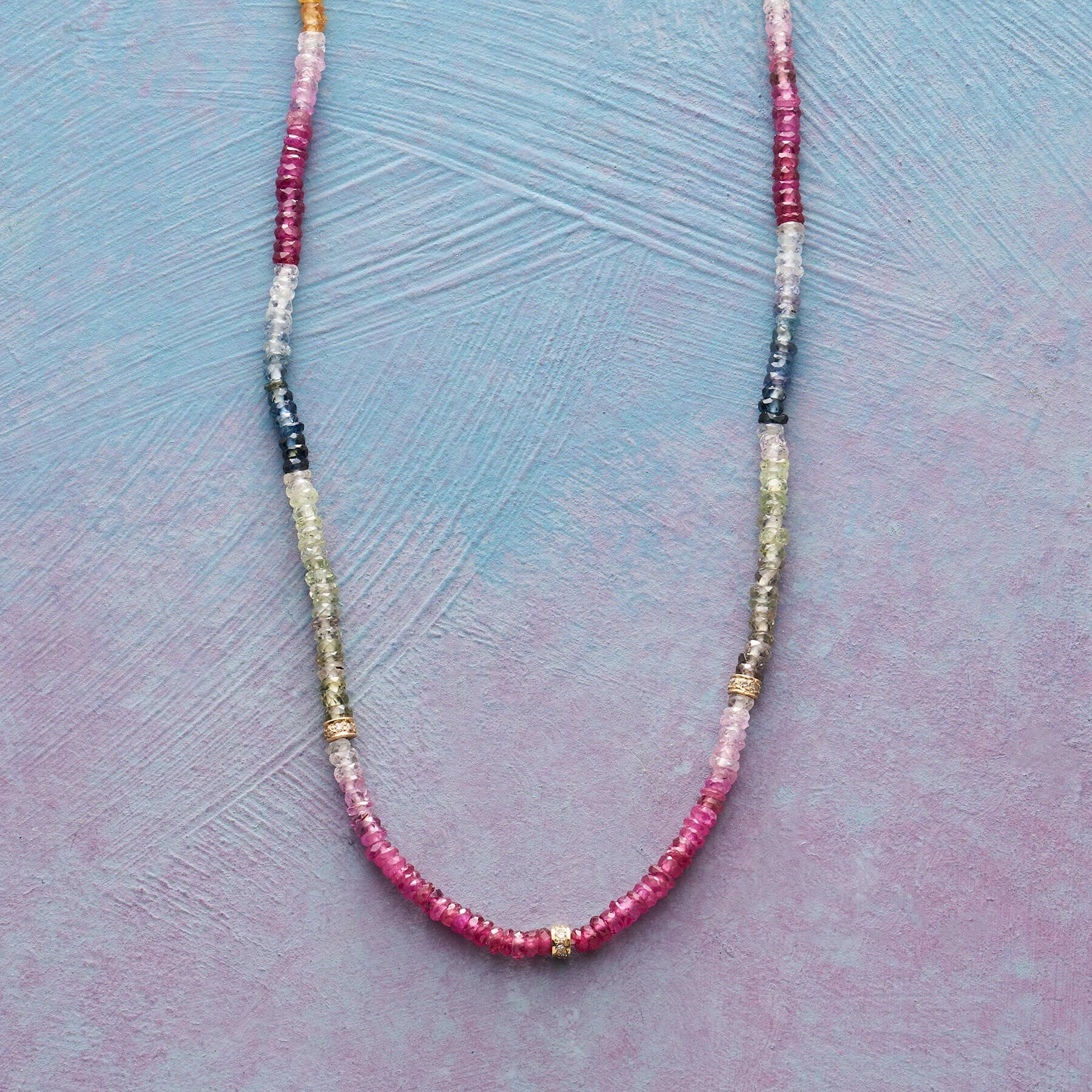 MULTI SILVER INSIDE GLASS BEAD LONG NECKLACE