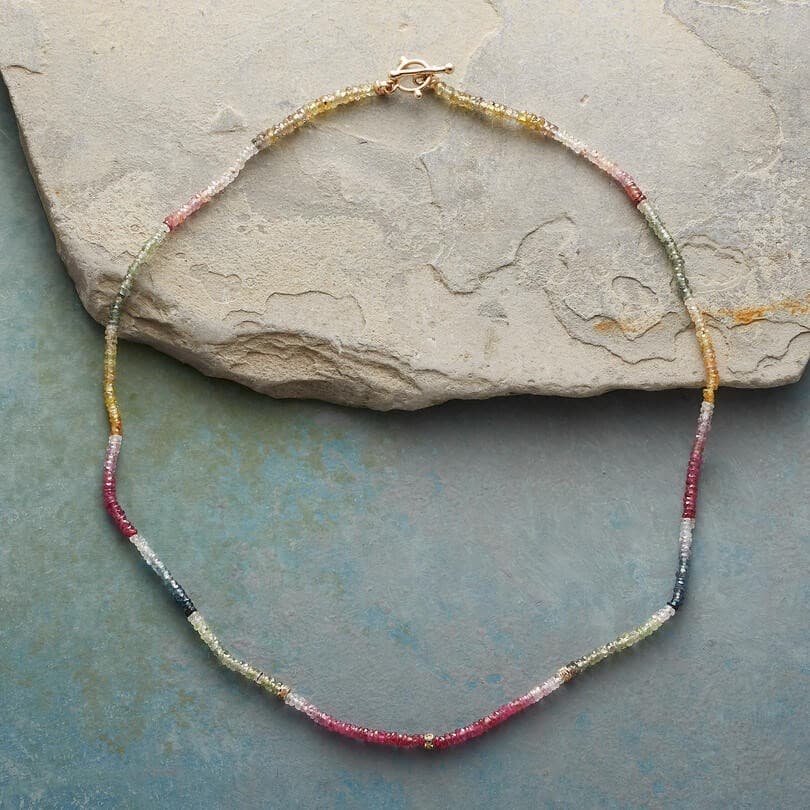 MULTI SILVER INSIDE GLASS BEAD LONG NECKLACE