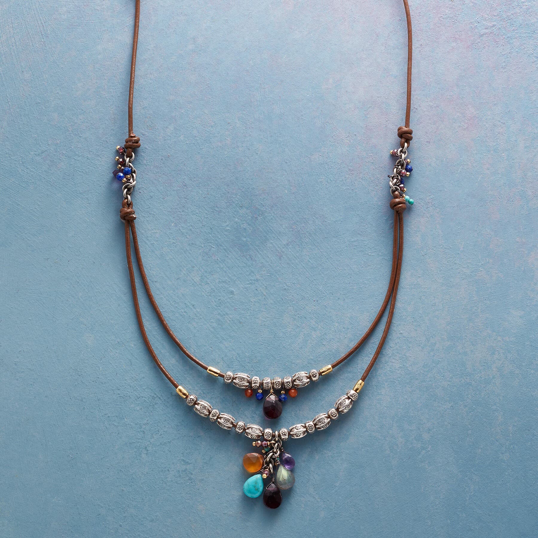 SILVER MULTI NECKLACE WITH CORD