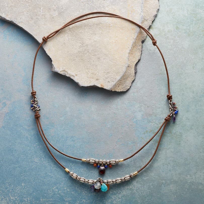 SILVER MULTI NECKLACE WITH CORD