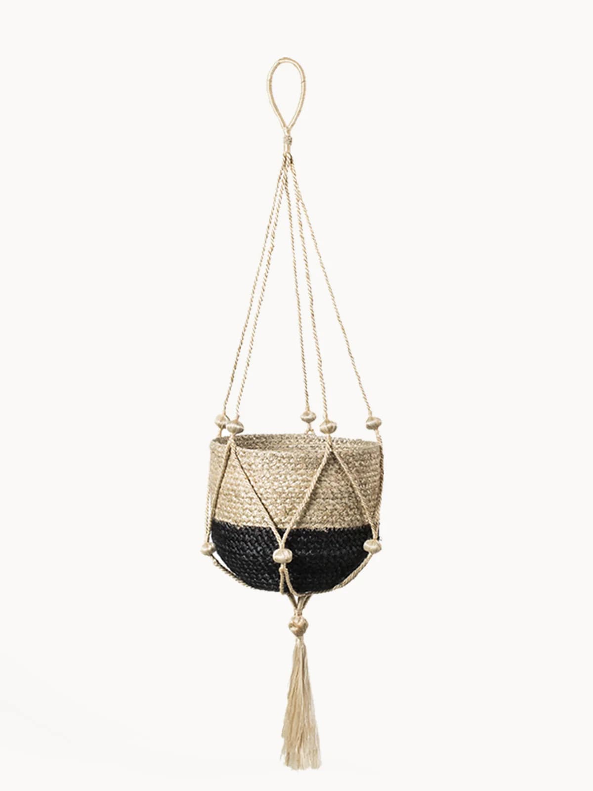 BLACK AND NATURAL JUTE PLANT HANGER