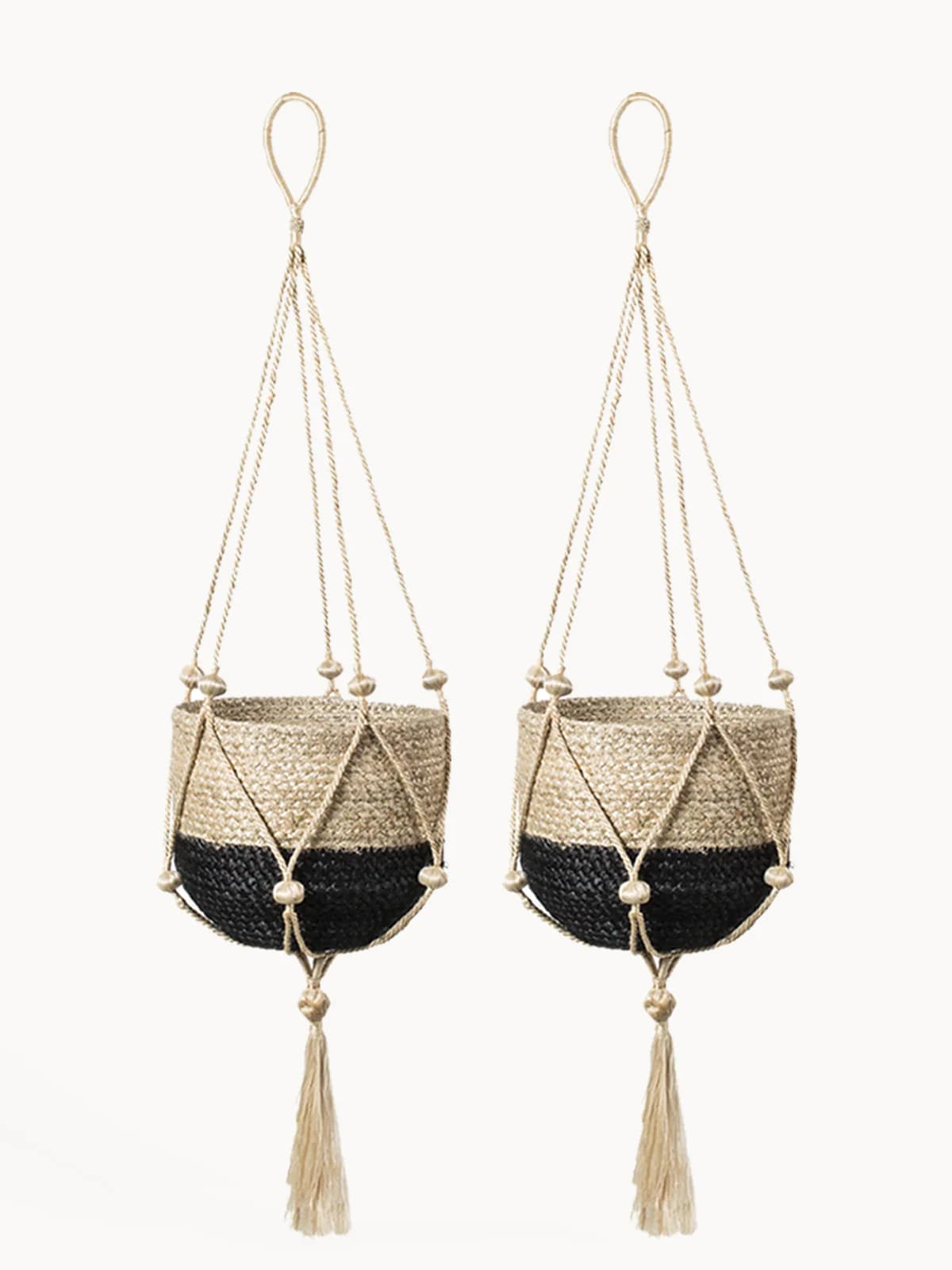 BLACK AND NATURAL JUTE PLANT HANGER