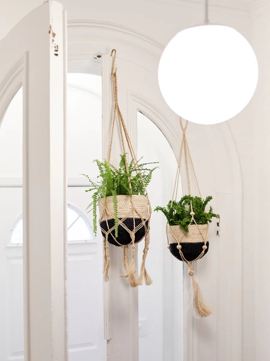 BLACK AND NATURAL JUTE PLANT HANGER
