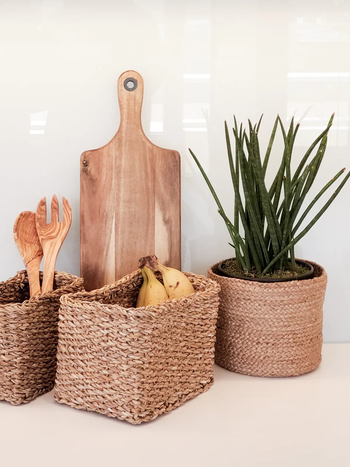 NATURAL BRAIDED JUTE PLANT BASKET SET OF 3