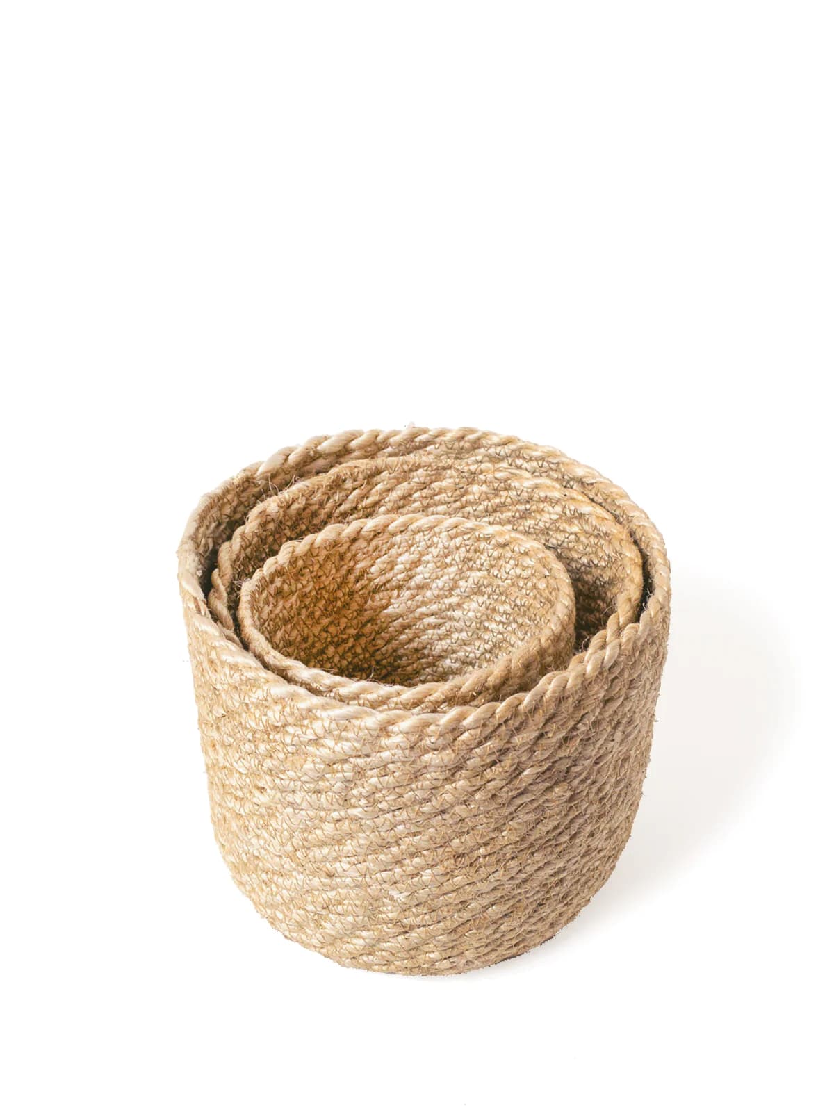 NATURAL BRAIDED JUTE PLANT BASKET SET OF 3