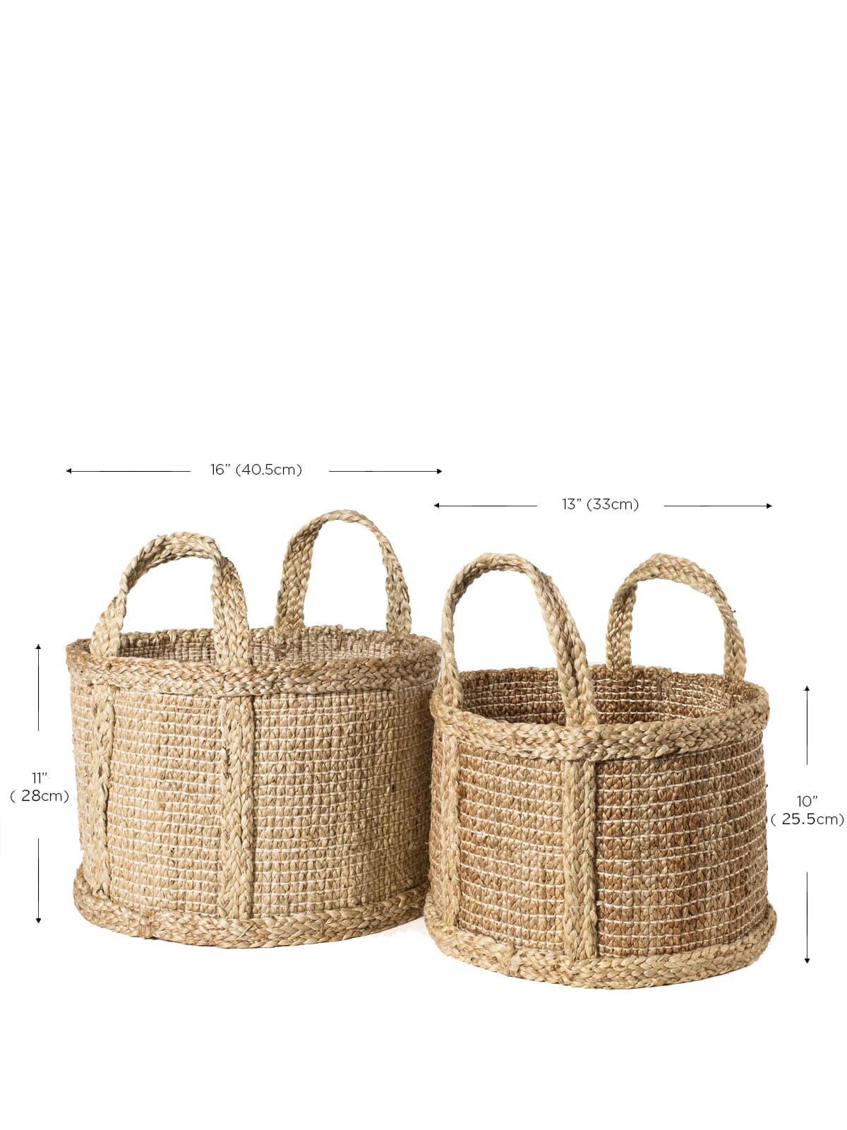JUTE WOVEN PLANT BASKET WITH SIDE HANDLE  SET OF 2