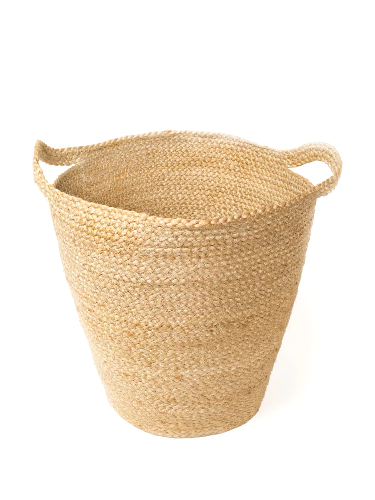 JUTE WOVEN PLANT BASKET WITH SLIT HANDLE  SET OF 3