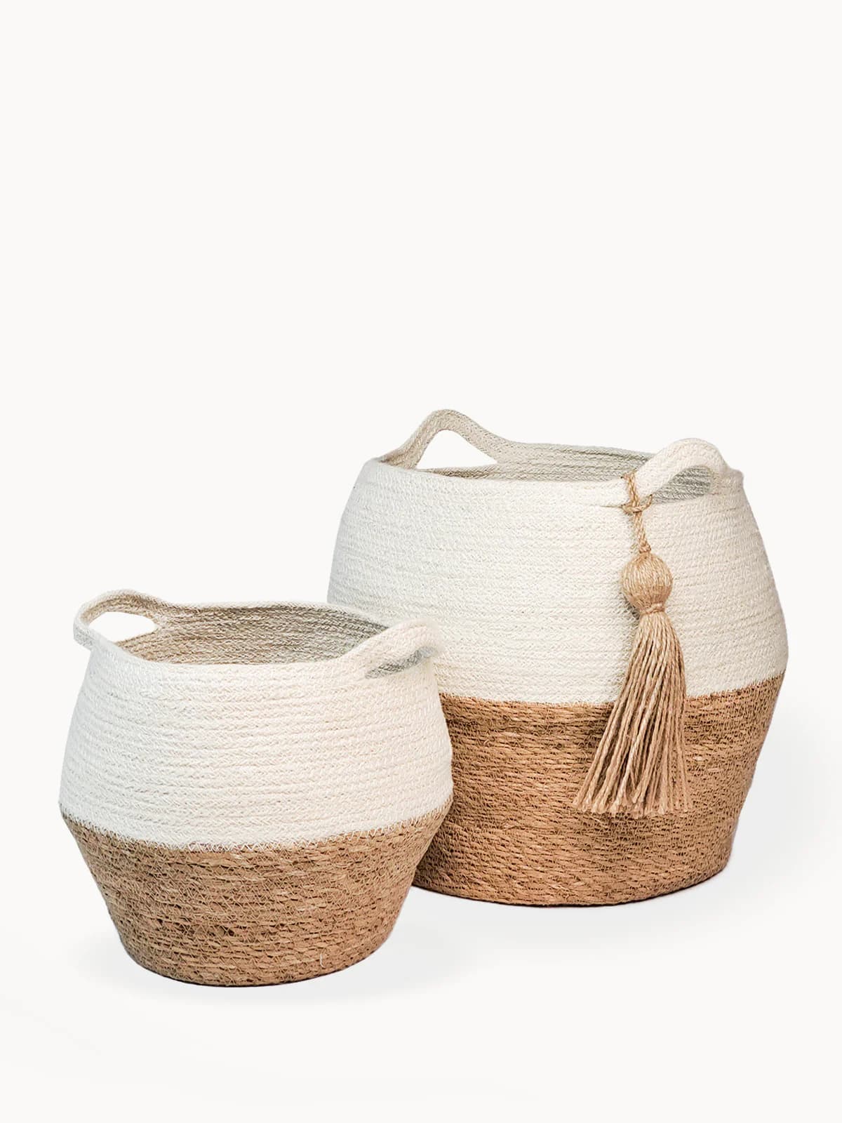 JUTE WOVEN JAR SHAPE PLANT BASKET SET OF 2