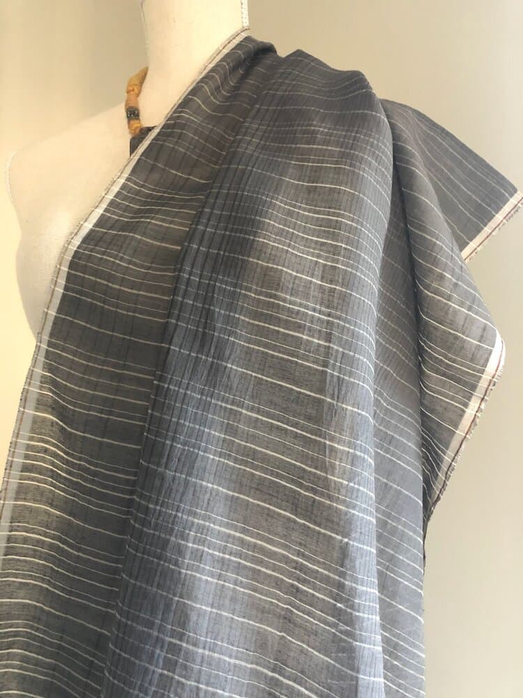 CHARCOAL GREY CHANDERI SILK COTTON MIX SCARF