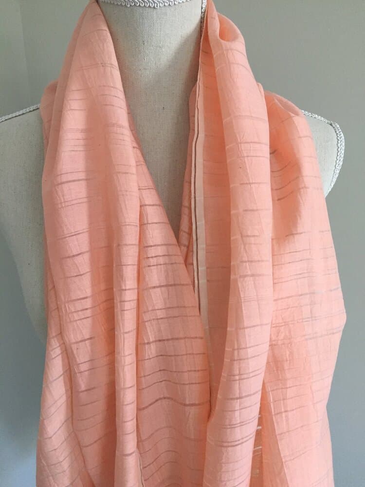 CORAL PINK CHANDERI SILK COTTON MIX SCARF