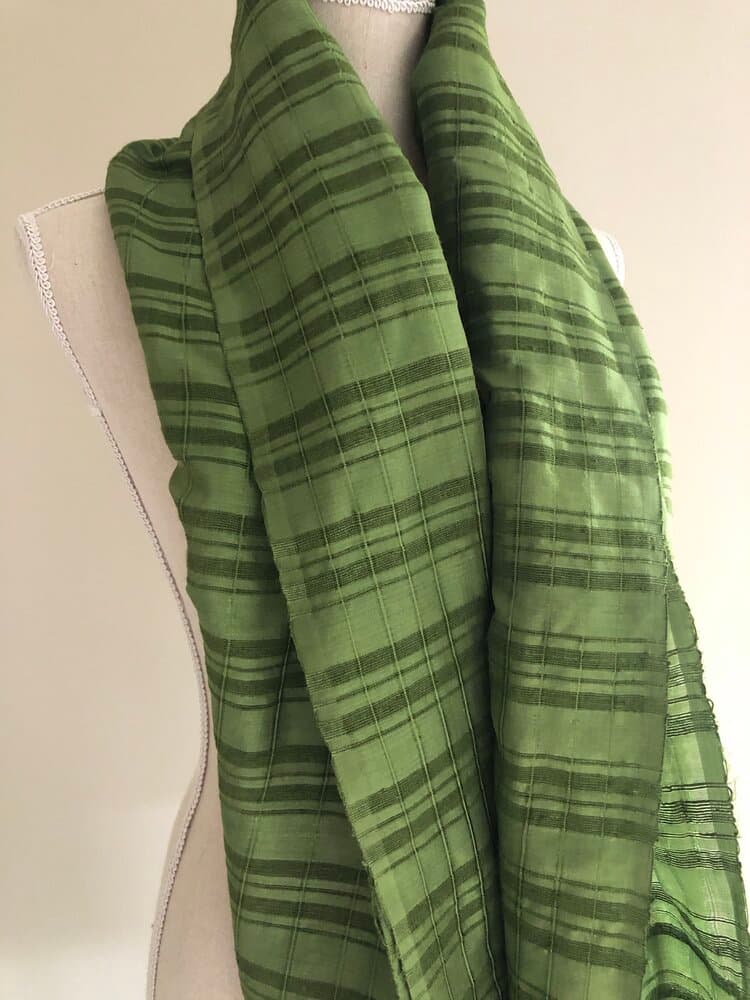 EMERALD GREEN CHANDERI SILK LINEN MIX SCARF