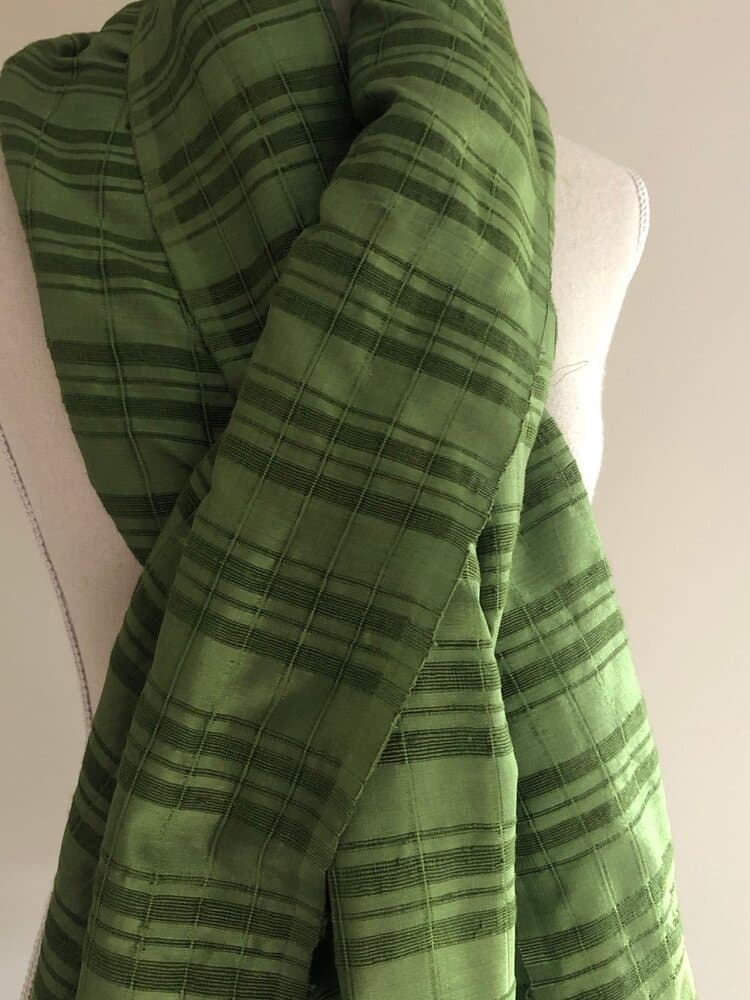 EMERALD GREEN CHANDERI SILK LINEN MIX SCARF