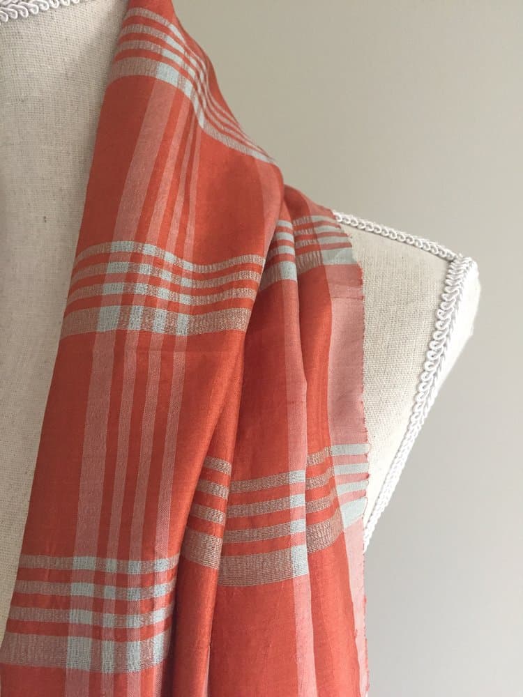 CORAL SILK AND WOOL MIX SCARF