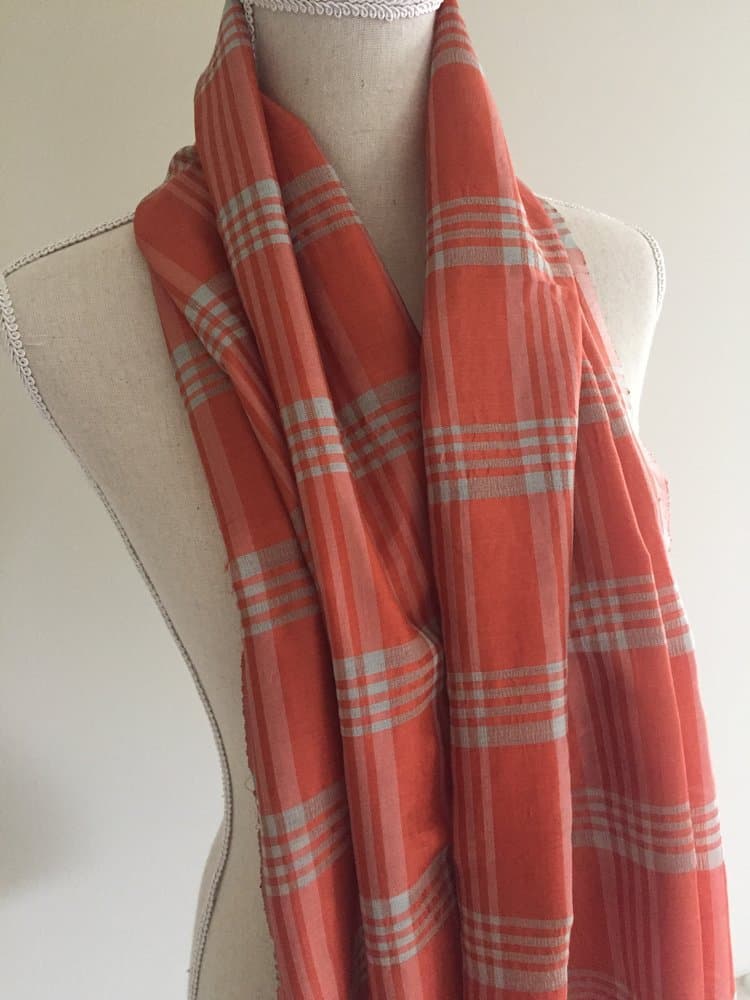 CORAL SILK AND WOOL MIX SCARF