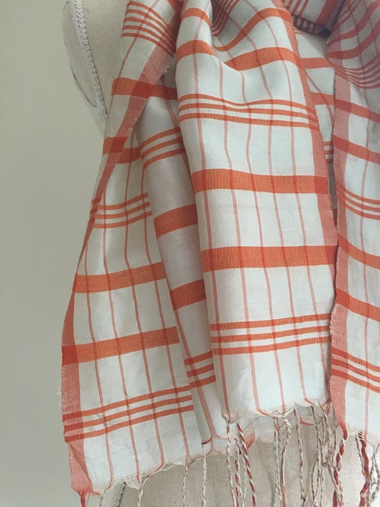 WHITE CORAL SILK AND WOOL MIX SCARF