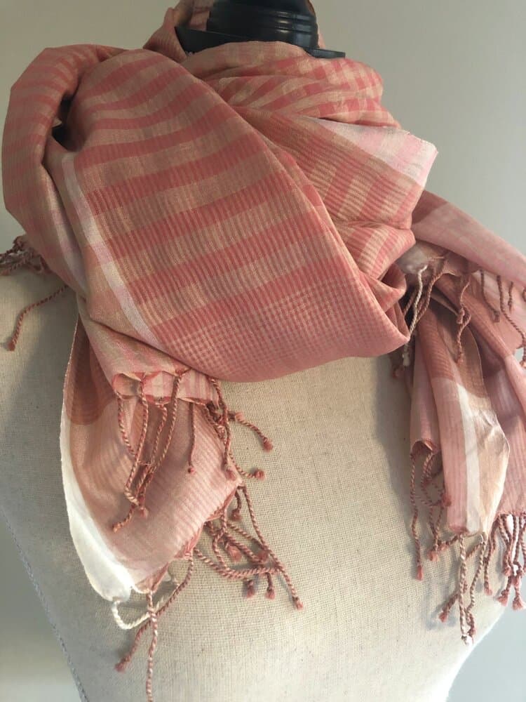 ORANGE PINK SILK AND KHADI MIX SCARF