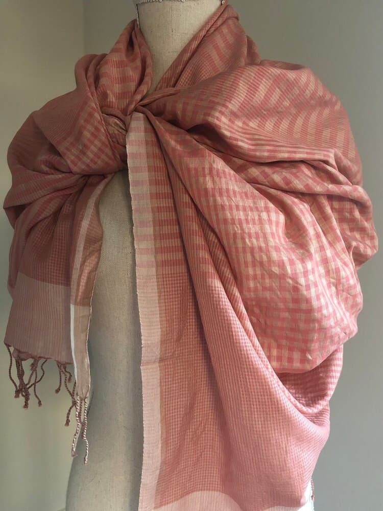 ORANGE PINK SILK AND KHADI MIX SCARF