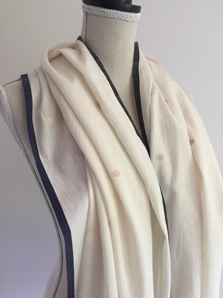 IVORY MULMUL COTTON SCARF