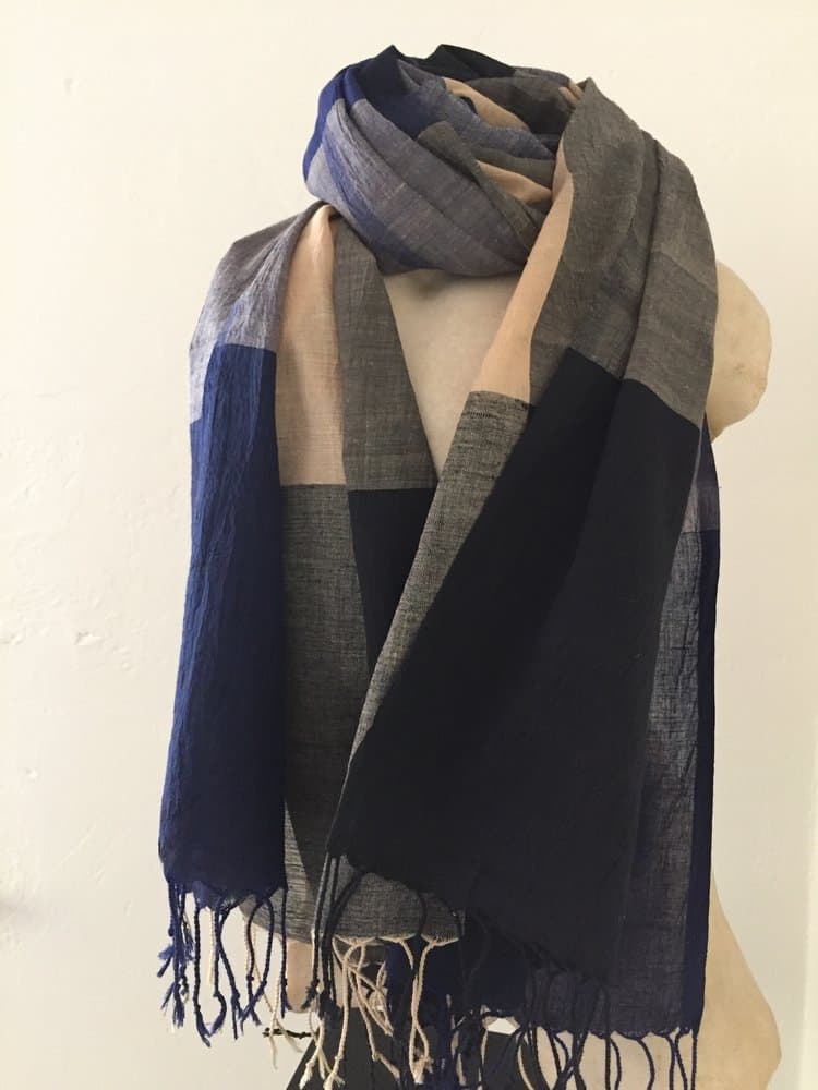 BEIGE SQUARE MULMUL COTTON SCARF
