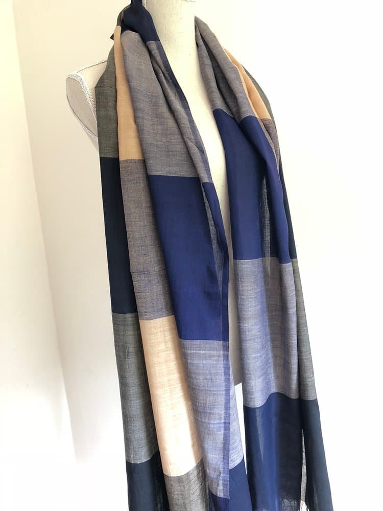 BEIGE SQUARE MULMUL COTTON SCARF