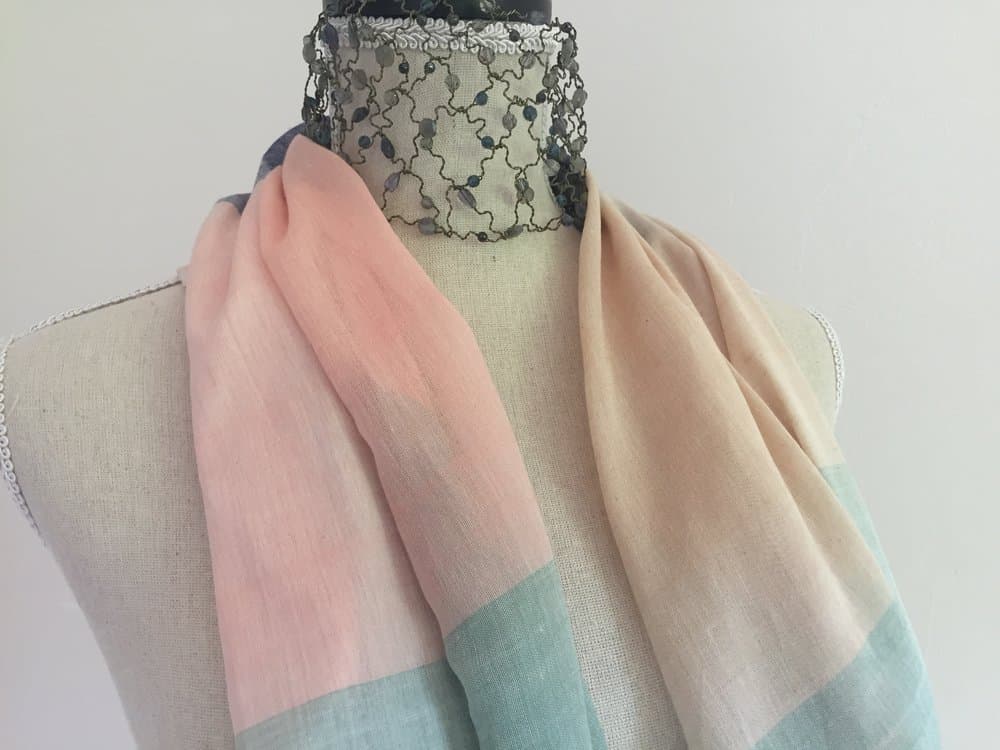 PASTEL PINK SQUARE MULMUL COTTON SCARF