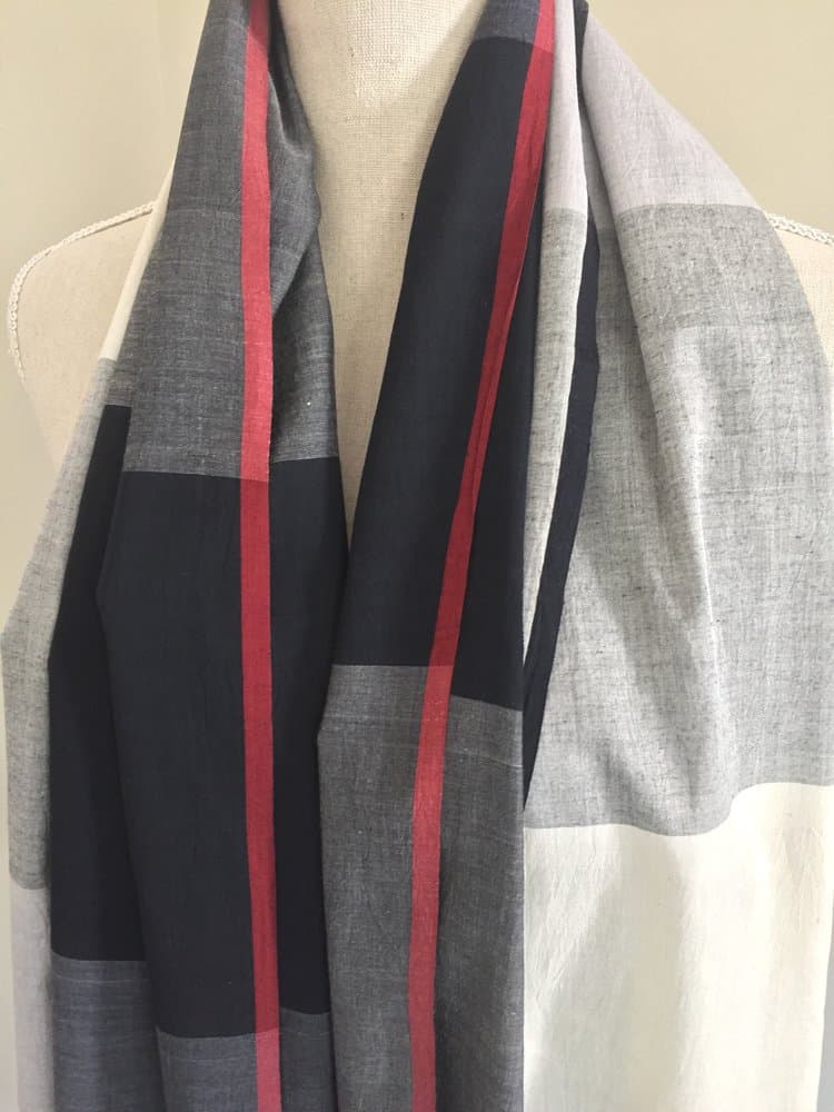 DARK GREY SQUARE MULMUL COTTON SCARF