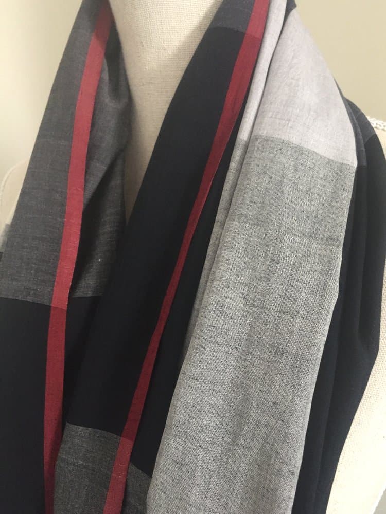 DARK GREY SQUARE MULMUL COTTON SCARF