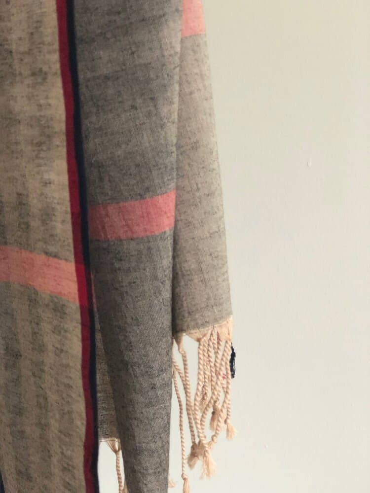 GREY AND PINK MULMUL COTTON SCARF