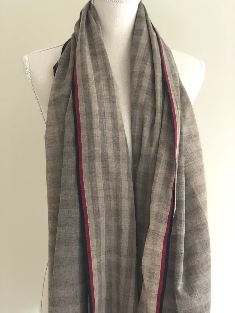 GREY AND PINK MULMUL COTTON SCARF