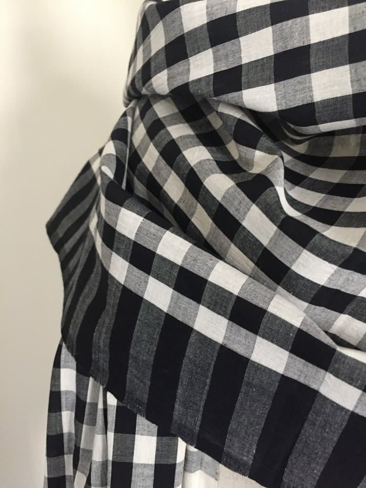 BLACK CHECK MULMUL COTTON SCARF